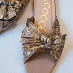 Reed slip on bow sandal - bronze